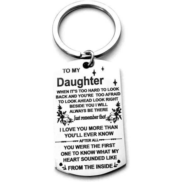 FLAPI Stainless Steel To My Daughter Daughters Gifts Dog Tag Keychain Key ring - Picture 3 of 4